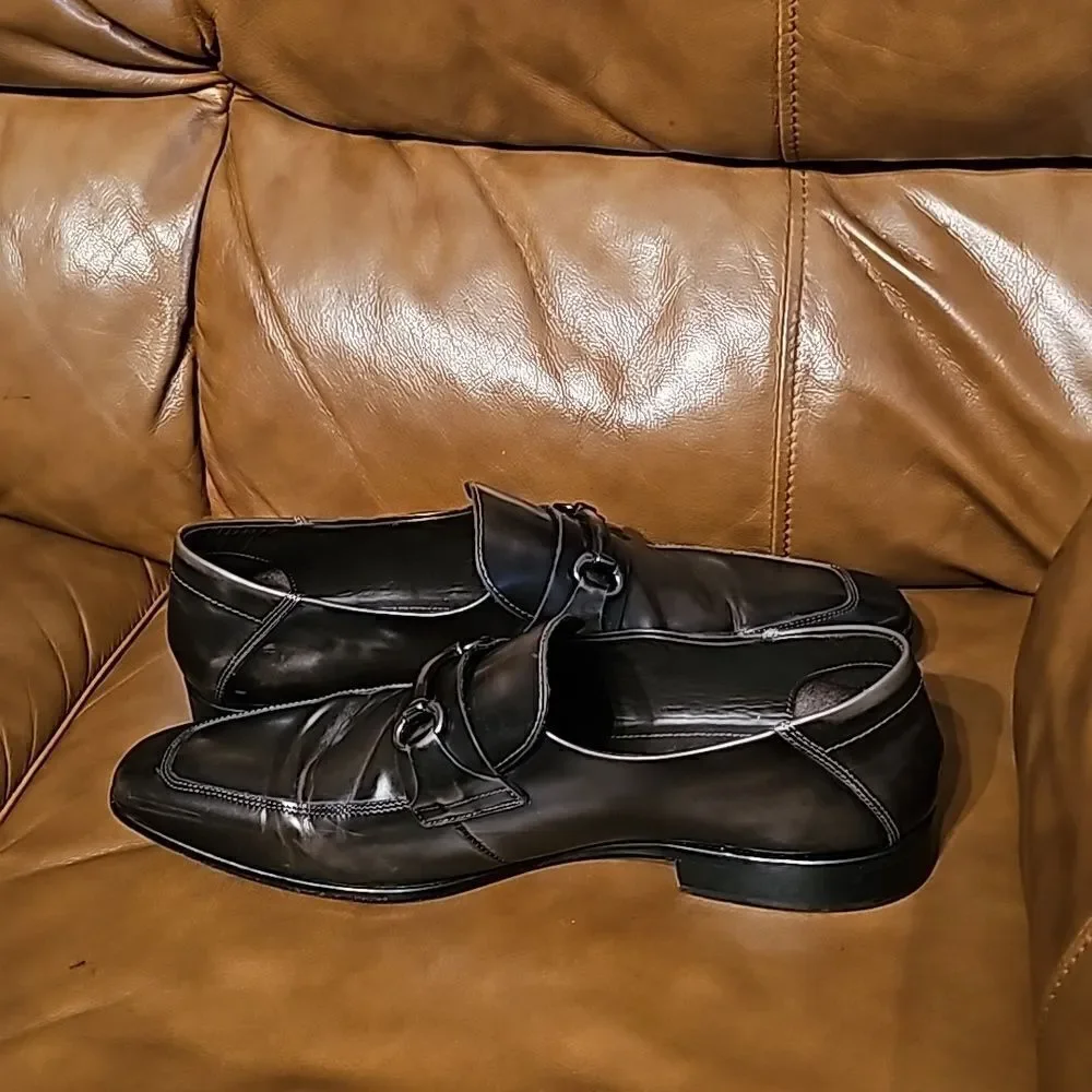 ‎BRUNO MAGLI Smoke Gray Leather Horsebit Loafers - Size 13